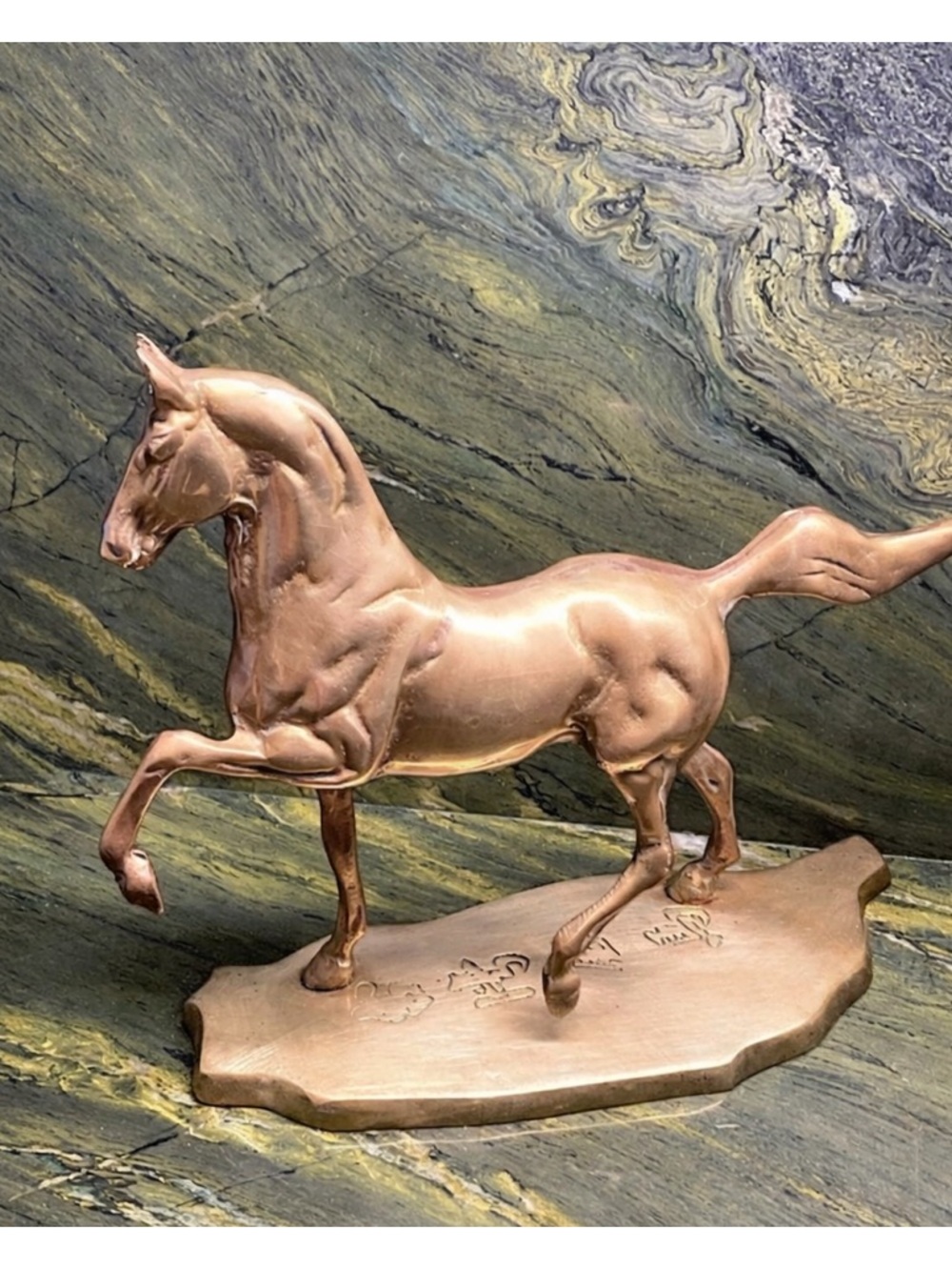 Chinese Horse Vintage Brass Jiance Yuyan